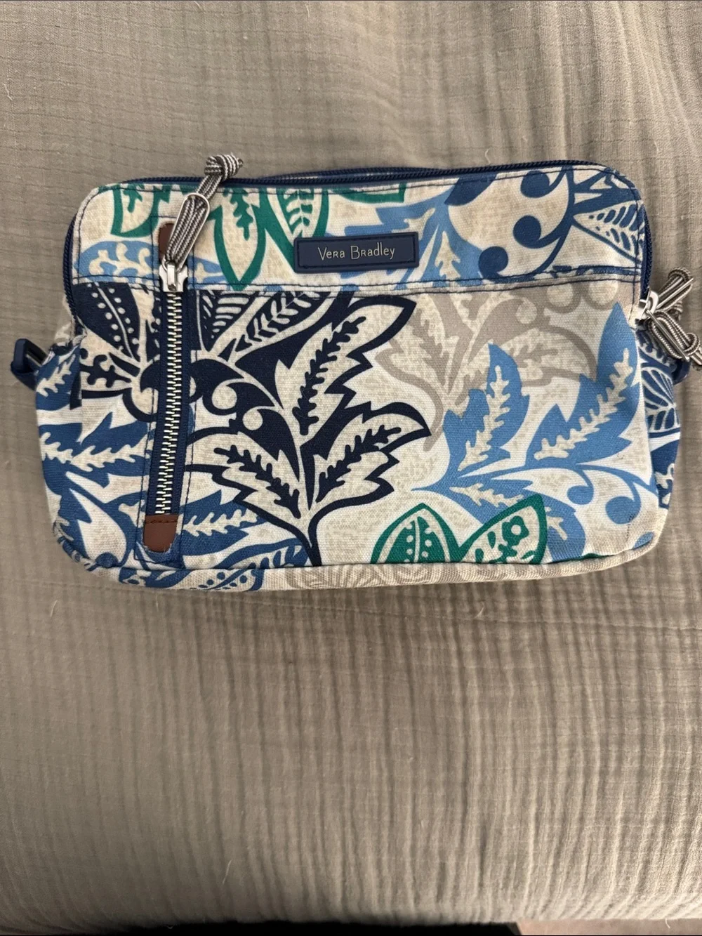 Vera Bradley Blue Green Floral Print Crossbody - no strap